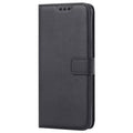 Black 9eight5 wallet case for Samsung Galaxy S9, featuring card slots and protective cover, shown on a smartphone.