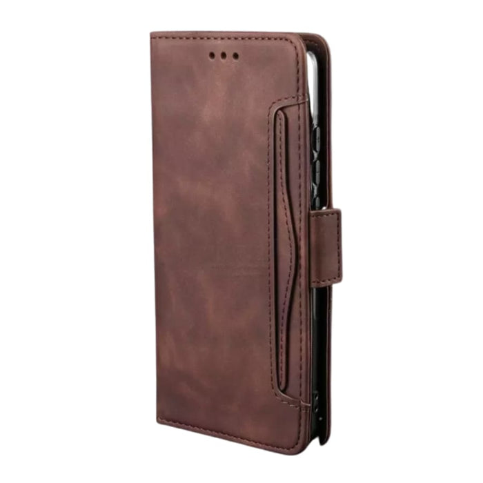 Brown wallet case for Samsung Galaxy Xcover 6 Pro and Xcover Pro 2 by 9eight5, featuring card slots and protective cover.