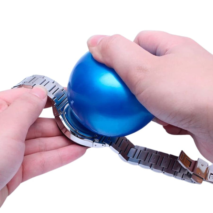 Blue friction ball watch back cover remover tool from That Watch Shop, designed for opening watch cases easily.