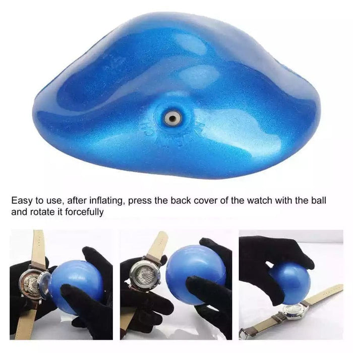 Blue whale-shaped watch back cover remover tool with friction ball, used for opening watch cases, by That Watch Shop.