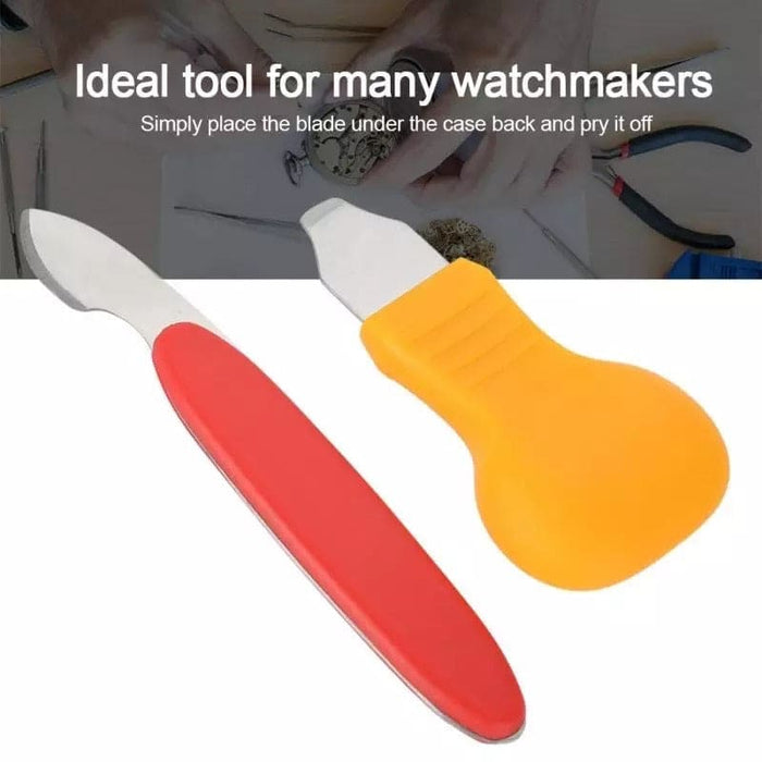 Set of two watch back cover remover tools for watch repair, includes precision tools from That Watch Shop on a table.