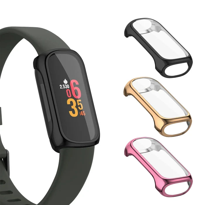 Habicare TWS watch case for Fitbit Inspire 2, protective black cover with precise cutouts for device access and durability.
