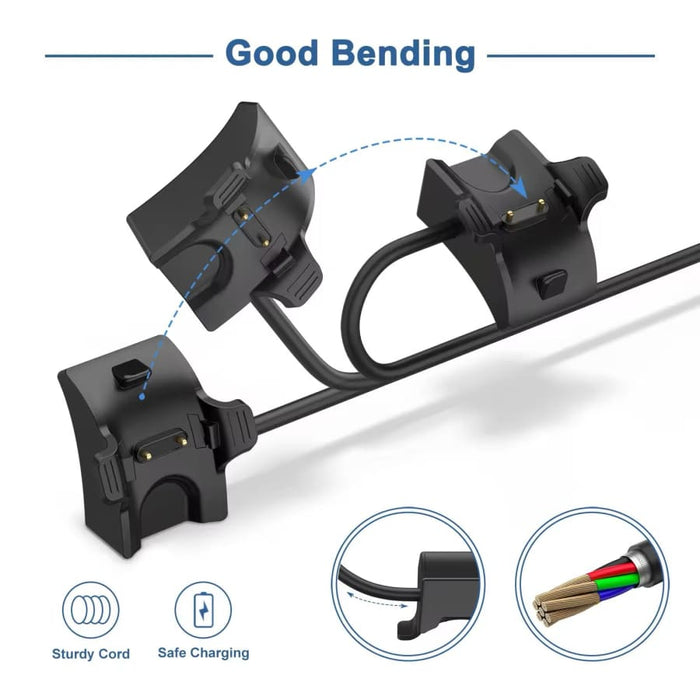 Flexible Huawei and Honor Band watch charger with cable for easy charging and compatibility with Huawei and Honor fitness bands.