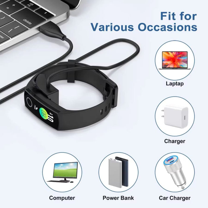 Black Huawei and Honor Band watch charger, compatible with fitness trackers, designed for easy charging of smart bands.