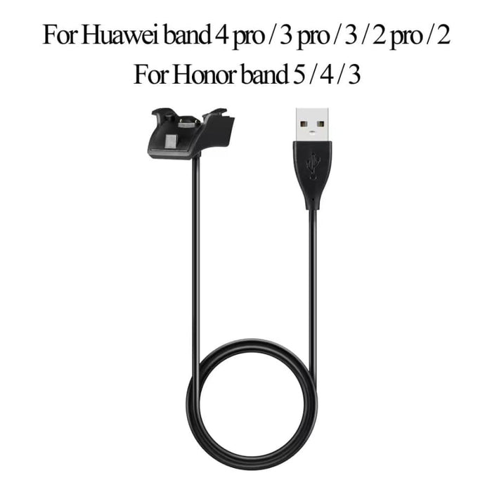 Black Huawei Band and Honor Band watch charger with cable, compatible with That Watch Shop chargers for smart fitness bands.