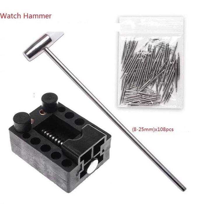 Set of 147 watch repair tools including screwdrivers and tweezers, ideal for watchmakers and repair enthusiasts.