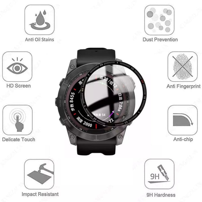 Pair of Garmin Fenix 6S/6S Pro Series watch screen protectors, transparent and durable for smartwatch protection.