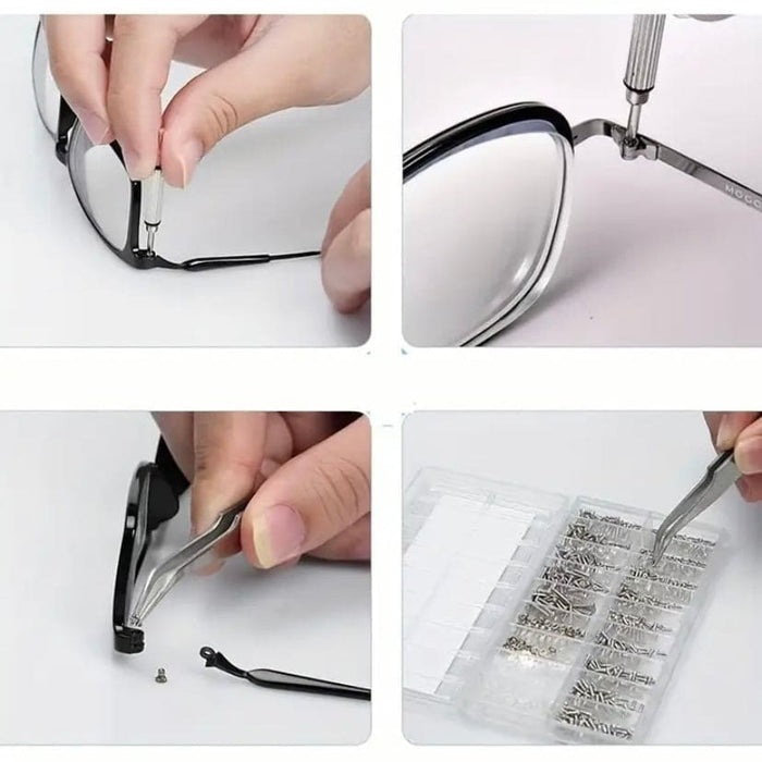 Set of 1,000 watch, sunglasses, and electronics screws for repair, packed in a handy tool kit from That Watch Shop.