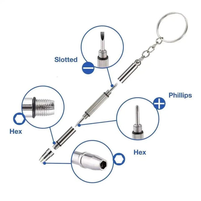 Close-up of metal screws from That Watch Shop's Watch & Sunglasses Screw Set, used for watch and sunglasses repair.