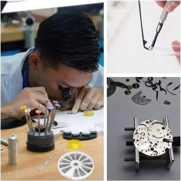 Set of 600 watch and sunglasses screws with precision watch tools for easy repair and assembly by That Watch Shop.