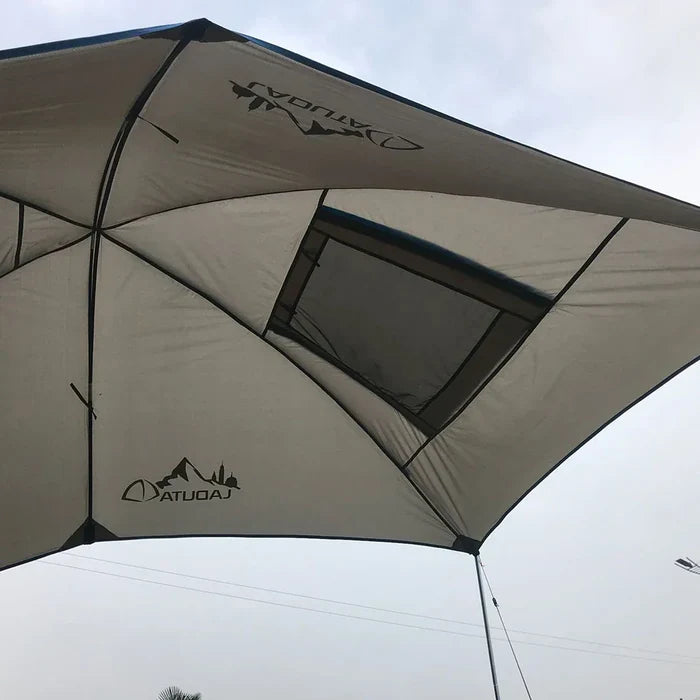 Habicare waterproof car rear shelter in SS model, showing the protective cover installed at the back of a vehicle.