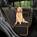 Habicare waterproof dog car hammock in orange, universal size, with secure mesh sides and adjustable straps for vehicle protection.