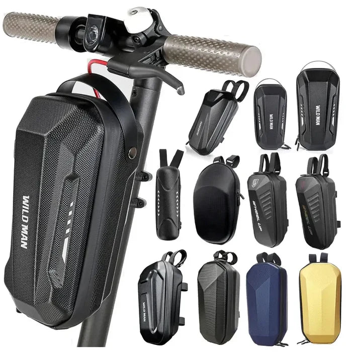 Habicare waterproof front storage box for e-scooters, available in 13 different types, designed for secure, weather-resistant storage.
