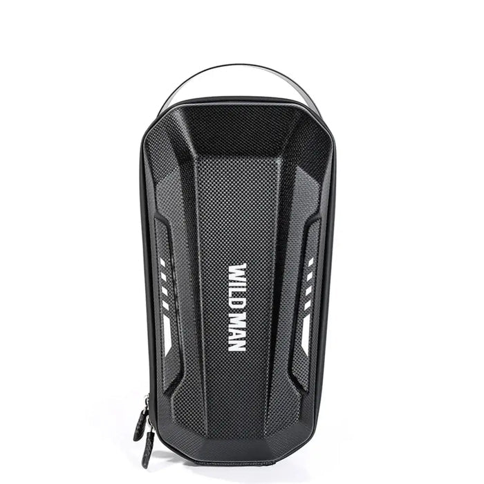 HBC Habicare waterproof front storage box for e-scooters, featuring multiple storage types, mounted on scooter handlebar.