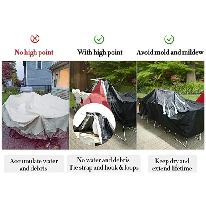 Habicare waterproof garden furniture cover in SS size, dustproof and rain/snow resistant, protecting outdoor furniture from weather.