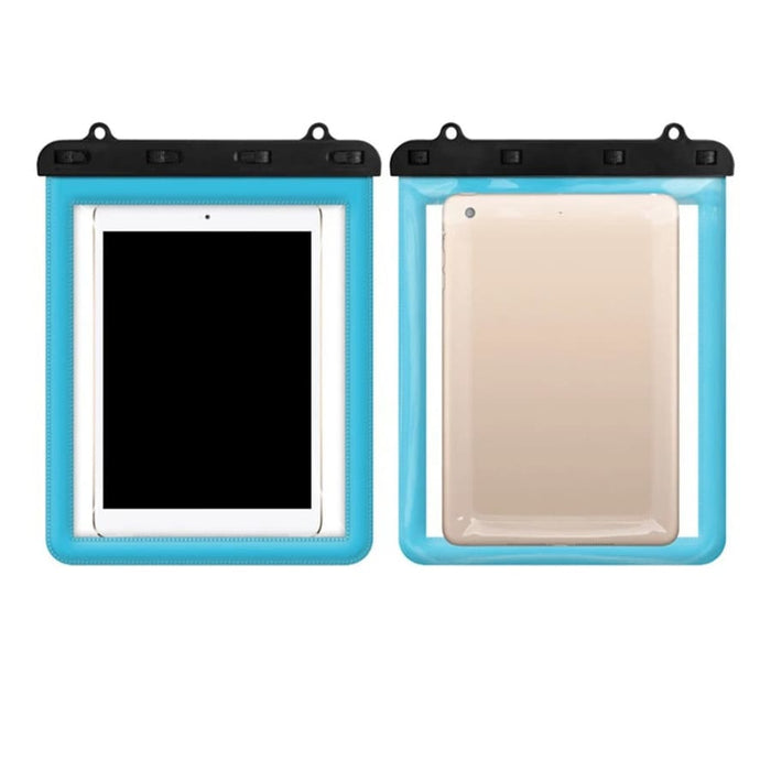 Light blue waterproof iPad and tablet bag from 9eight5, designed to protect devices from water and moisture.