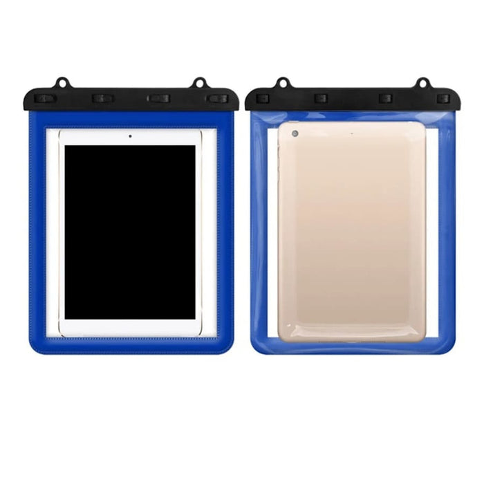 Dark blue waterproof iPad and tablet bag by 9eight5, designed to protect devices from water and damage.