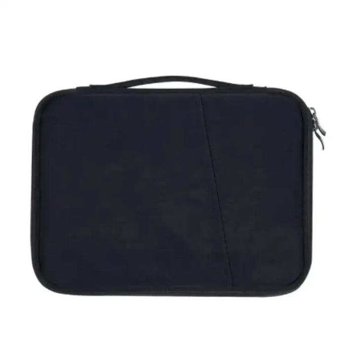 Waterproof 9eight5 Habicare laptop sleeve bag designed for MacBook, showing sleek black exterior and secure zipper closure.