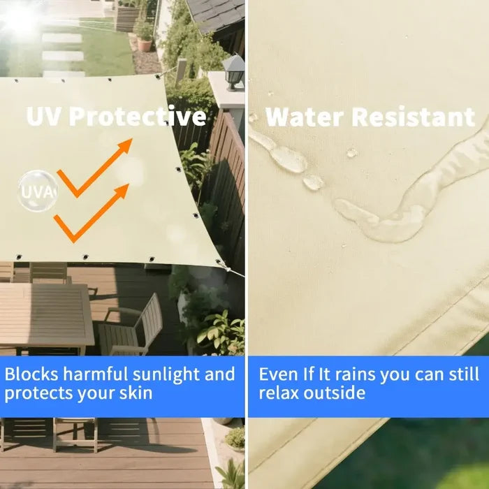 Square and rectangle waterproof sunshade sail by Habicare in four colors, ideal for outdoor shade and UV protection.