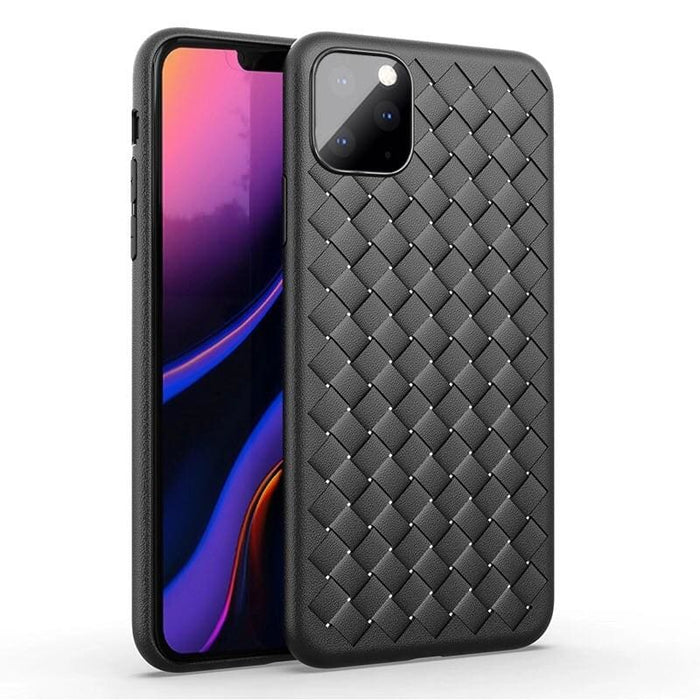 Weaved plastic case for iPhone 11 Pro Max by 9eight5, featuring a textured woven design and slim protective fit.