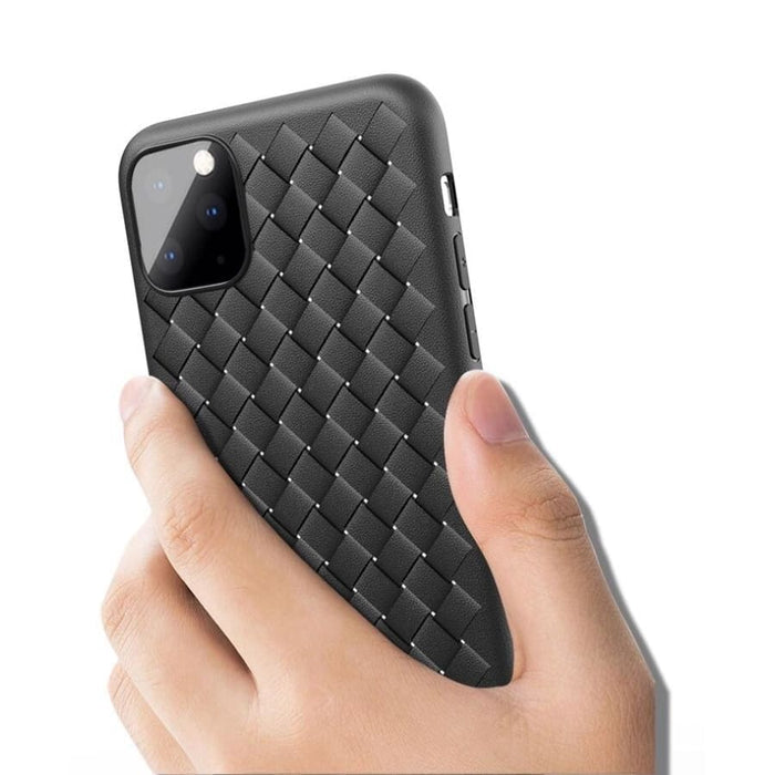 Weaved plastic phone case for iPhone 11 Pro Max by 9eight5, showcasing a textured woven design on a clear protective cover.