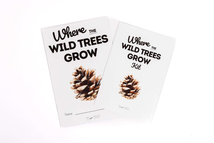 Preschooler exploring scavenger hunt booklet in nature learning kit to build observation and early science skills