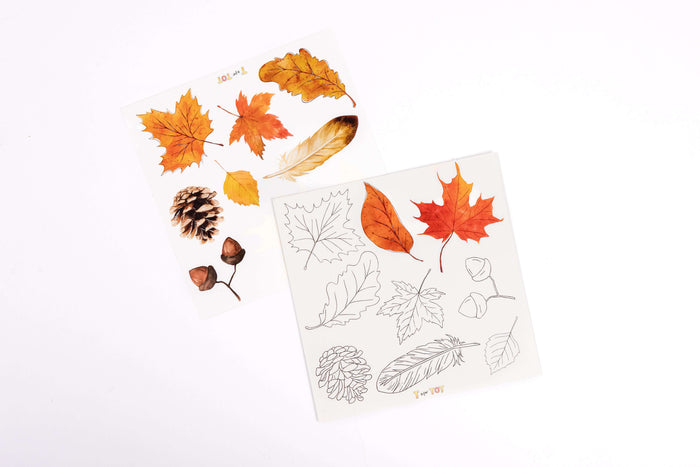 Leaf matching sticker activity promoting nature awareness and cognitive skills in young children