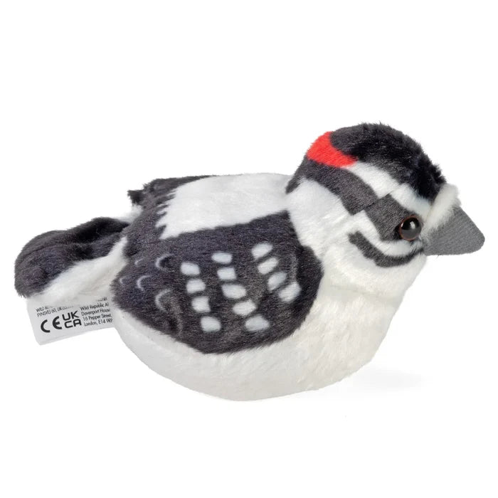 Wild Republic 5 Inch Audubon Birds Downy Woodpecker Plush with Authentic Bird Call