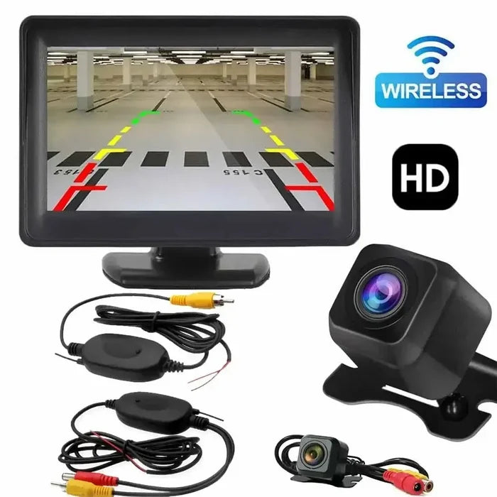 Wireless 4.3-inch Habicare rear view monitor and parking kit with display screen and parking assist features.