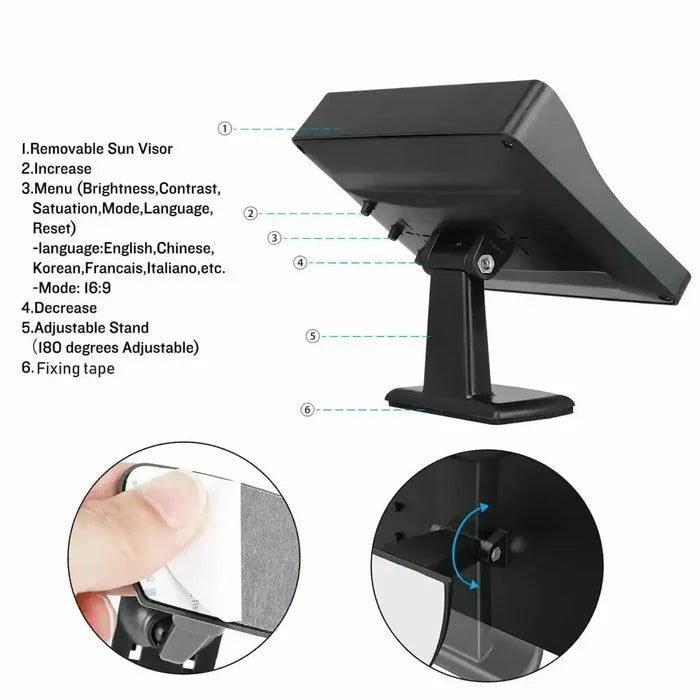 Wireless 4.3-inch rear view monitor and parking kit from Habicare, showing the display screen for vehicle parking assistance.