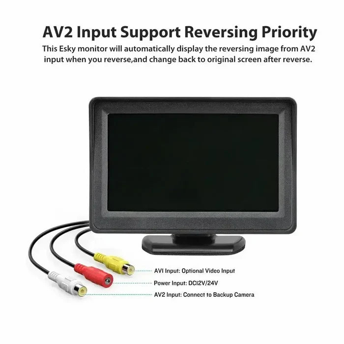 Wireless 4.3-inch rear view monitor and parking kit by Habicare, showcasing the compact display and camera system for vehicle parking.