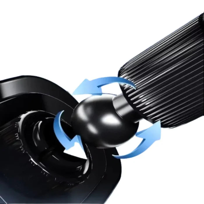 Black 9eight5 Habicare wireless car charger with 15W fast charging, designed for convenient in-car phone charging.