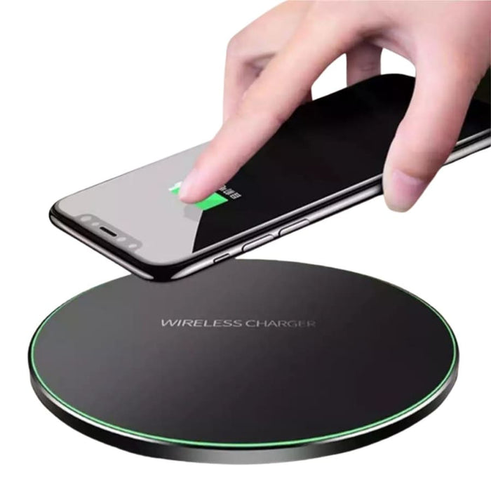 9eight5 wireless charger in four colors, compact phone and tablet accessory with a sleek, modern design for convenient charging.