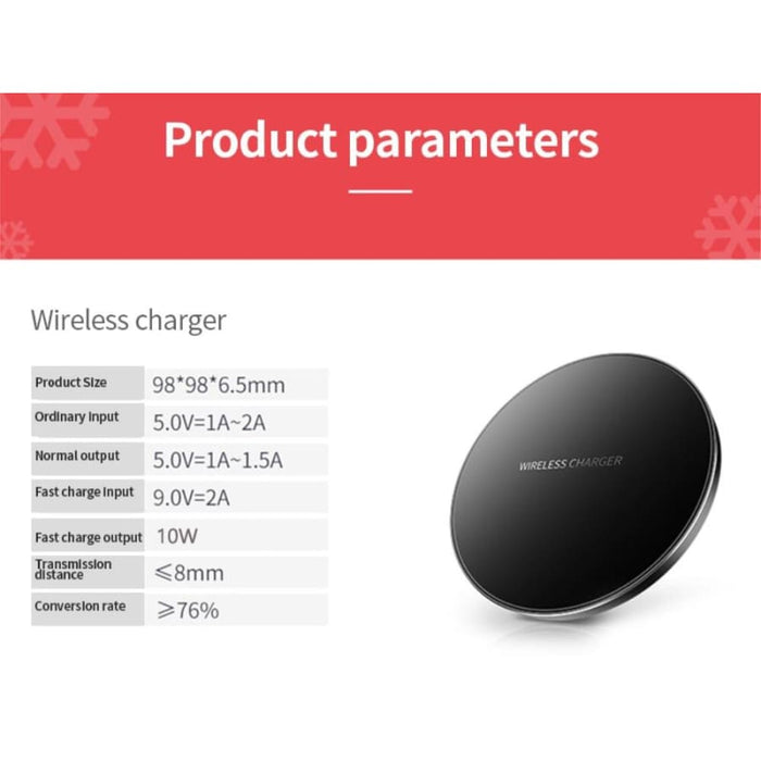 Wireless charger by 9eight5 in four colors, compatible with phones and tablets, showing sleek design on a surface.