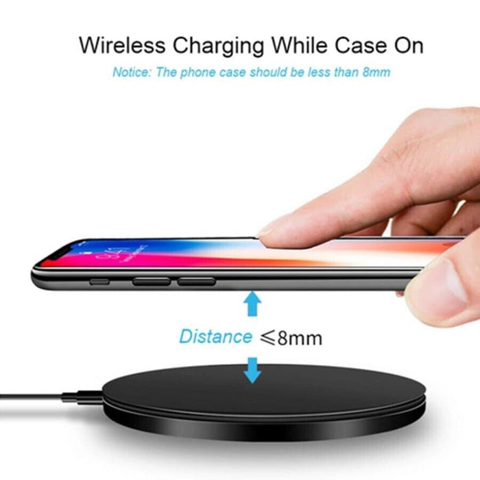 Wireless charger pad for iPhones and tablets by 9eight5, sleek phone and tablet accessory for wireless charging.