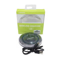 Black 9eight5 wireless charger for Samsung smartphones, compact electronic accessory with a sleek design.