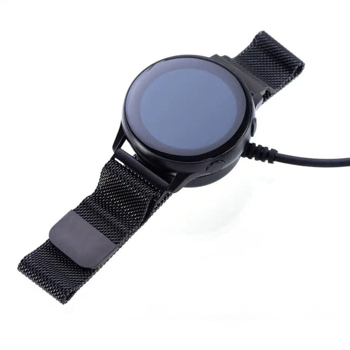 Wireless charger for Samsung Galaxy Watch by That Watch Shop, featuring a compact USB charging pad and sleek design.