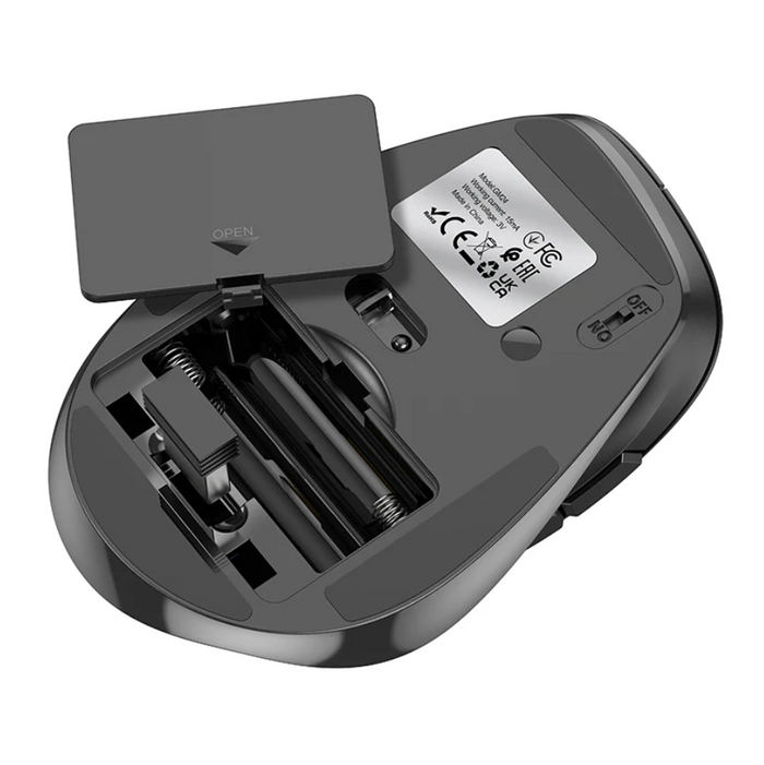 Techplus wireless Bluetooth mouse with adjustable DPI and 2.4G connectivity, sleek design, and ergonomic shape.
