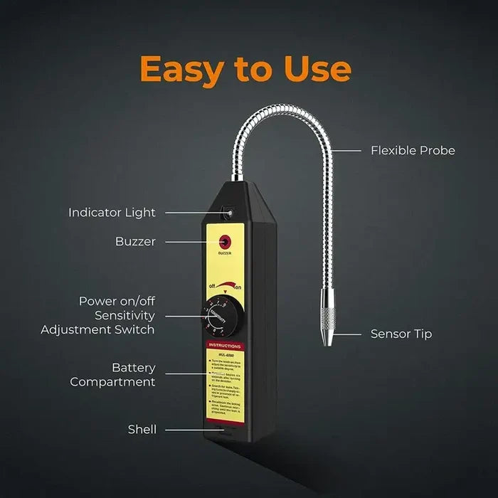 Habicare WJL-6000 Freon and halogen leak detector testing HVAC systems for refrigerant leaks with a handheld gas tester.