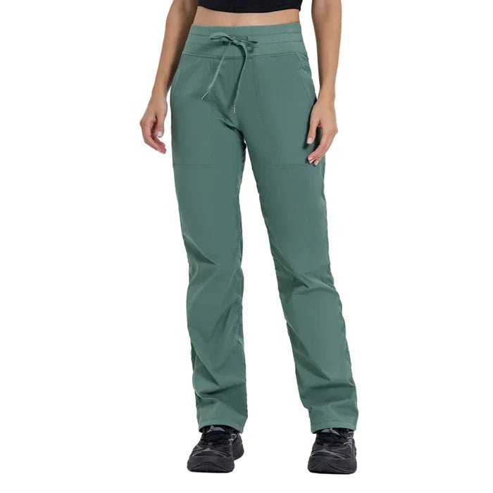 Women’s quick-drying sports pants by Habicare in five shades, shown in a sleek athletic style for active wear.