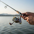 YUMOSHI GS7000 spinning fishing reel with 12 ball bearings, black and silver design, featuring handle and spool for smooth casting.